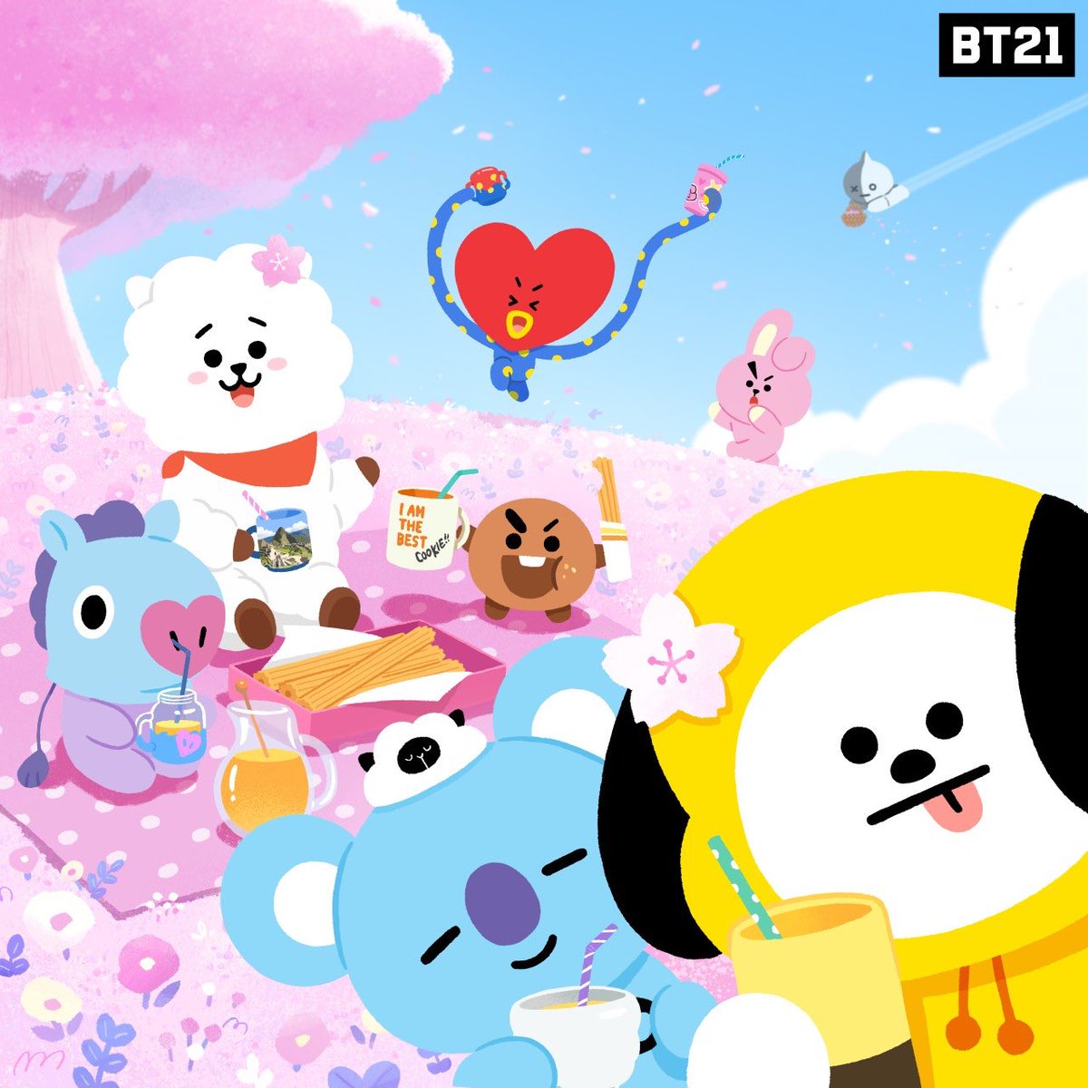 Matchy Matchy 😉 Cups just like their owners! 
#Picnic #under #cherryblossoms
#8cups8styles #BT21