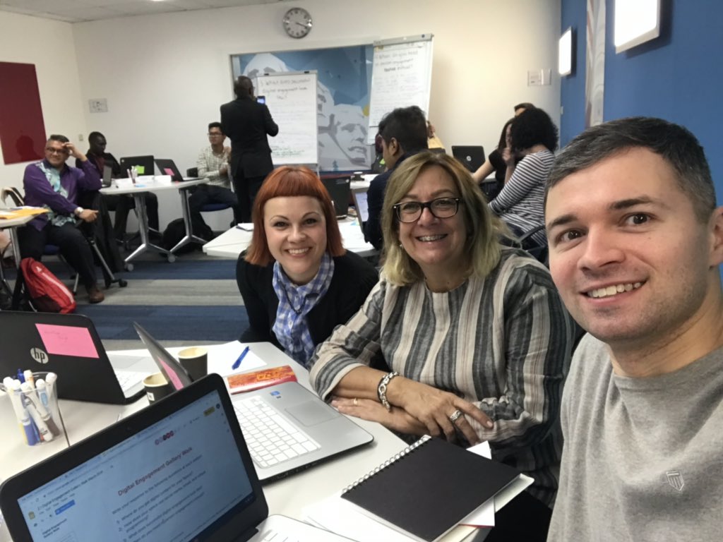 beagreco's tweet photo. Starting day 2 of training at the American Spaces Workshop sharing with colleagues from Croacia and Lithuania. Thank you @usembassyMVD for this learning experience! #Vienna #ASWorkshop @alianzaeduuy https://t.co/GOwyvgEGGb