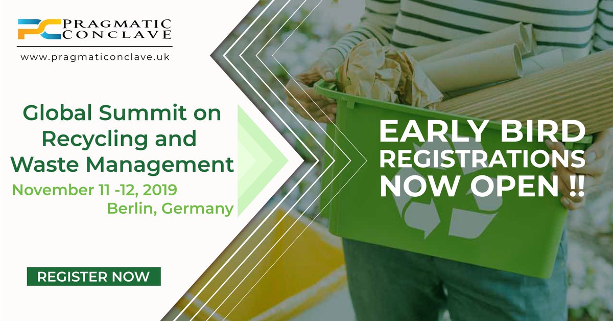 Be the part of the #Recycling Conference 2019. Register Now..!! 
lnkd.in/fi55pWN
#RecyclingConference #RubberRecycling #GlassRecycling #Reduce #Reuse #Recycle #wastedisposal #wasterecycling #pragmaticconclave #internationalsciencecongress #berlin #germany