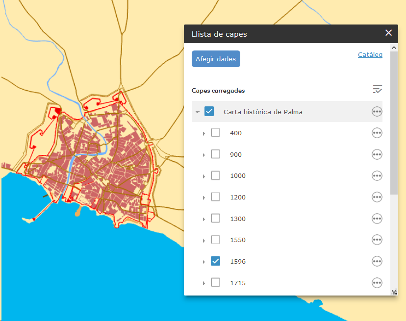 Publicat el servei de la Carta Històrica de Palma a la #IDEIB que permet conèixer l'evolució de Palma