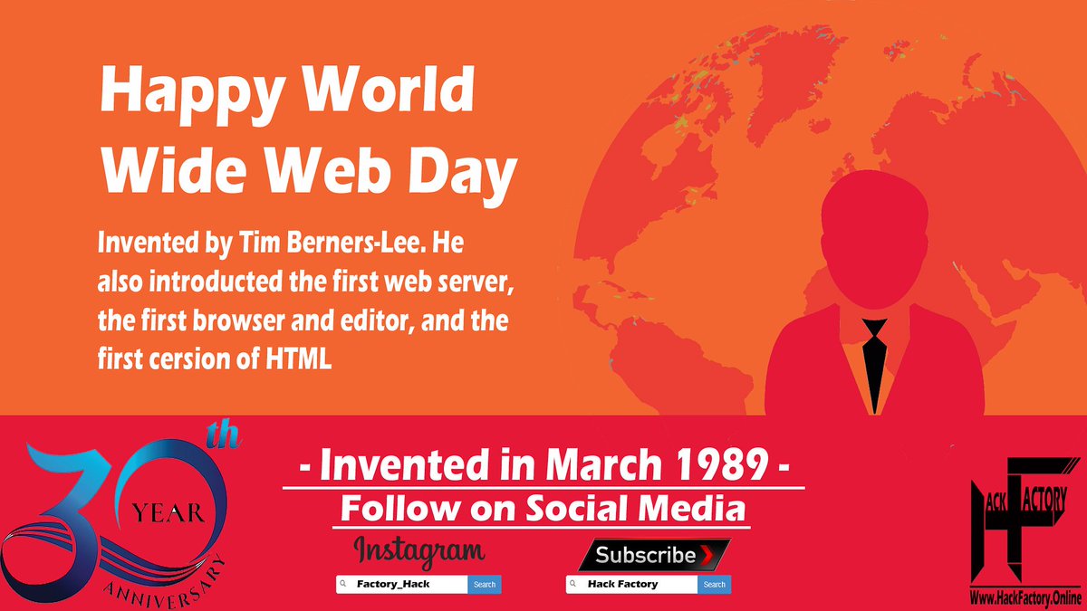 HackFactory2's tweet image. 30th Anniversary of Www.
Happy World Wide Web Day.
#WWW30 #www #GrowthHacking #WorldWideWeb #DigitalMarketing #DigitalIndia #SEO #