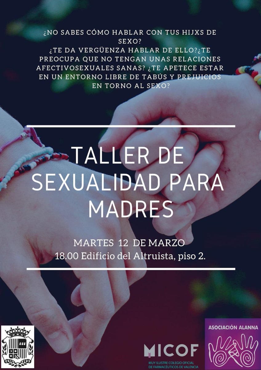 💬 ¿Cómo hablar con tus hijos/hijas de sexo?
📆 HOY (12 marzo)
⌚️ 18:00
📍 L'Altruista. 2ª Planta