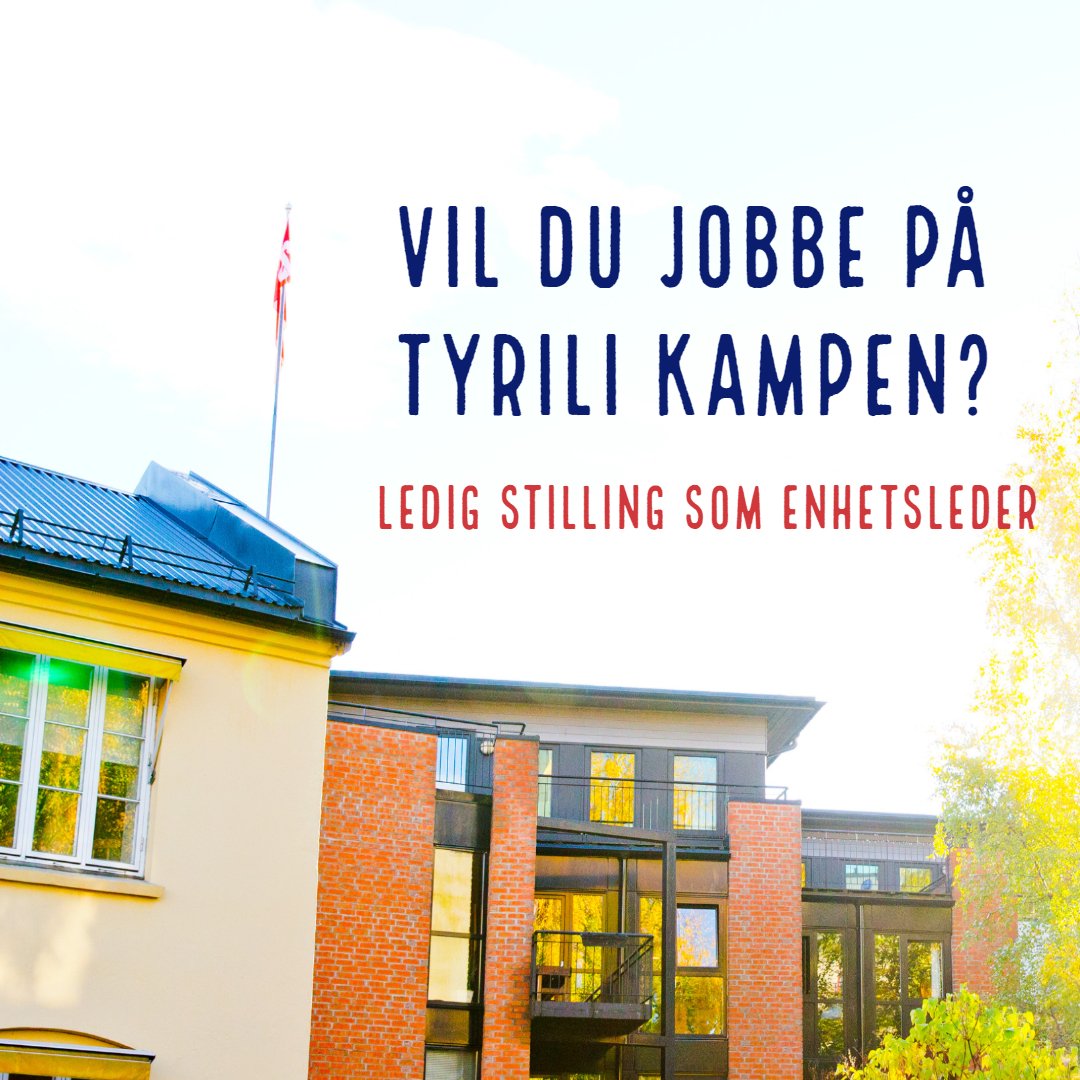 TYRILI KAMPEN SØKER ENHETSLEDER
Spennende lederstilling ledig for en strukturert og handlekraftig fagperson. Søknadsfrist 31. mars. Les mer og søk på stillingen: bit.ly/2J6zzsj #tyriliv #tyrili #tyrilistiftelsen #helsejobb #rusbehandling