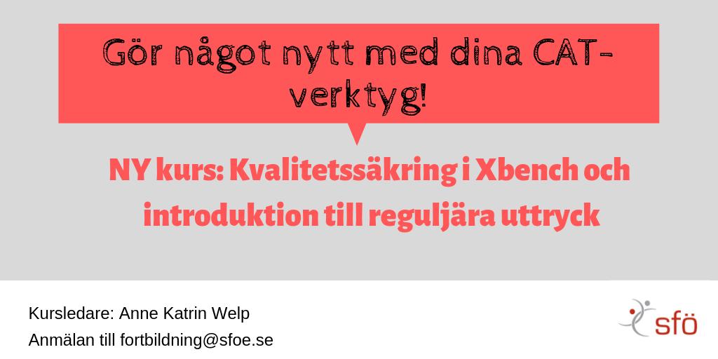 Not your regular course! SFÖ:s heldagskurs om Xbench i samband med årets konferens. Sista anmälningsdag i dag! Mer information finns på sfoe.se/sv/4002/