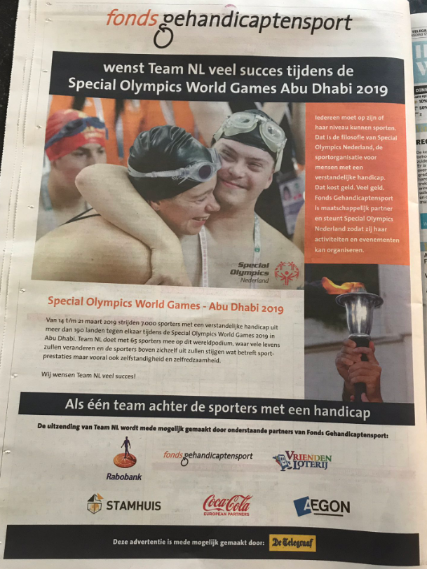 SO_NL's tweet image. Dank aan alle partners van #SOTeamNL2019. Dankzij jullie kunnen de sporters schitteren @WorldGamesAD!
