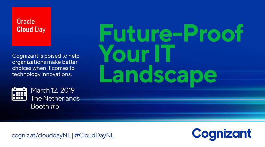 CognizantEvents's tweet photo. We have a few ideas to help you leverage todayβs trends to deliver digital at scale. Visit @Cognizant at booth 5 at #CloudDayNL https://t.co/hmDuhFEVE8 https://t.co/DWQ2JgMqw3