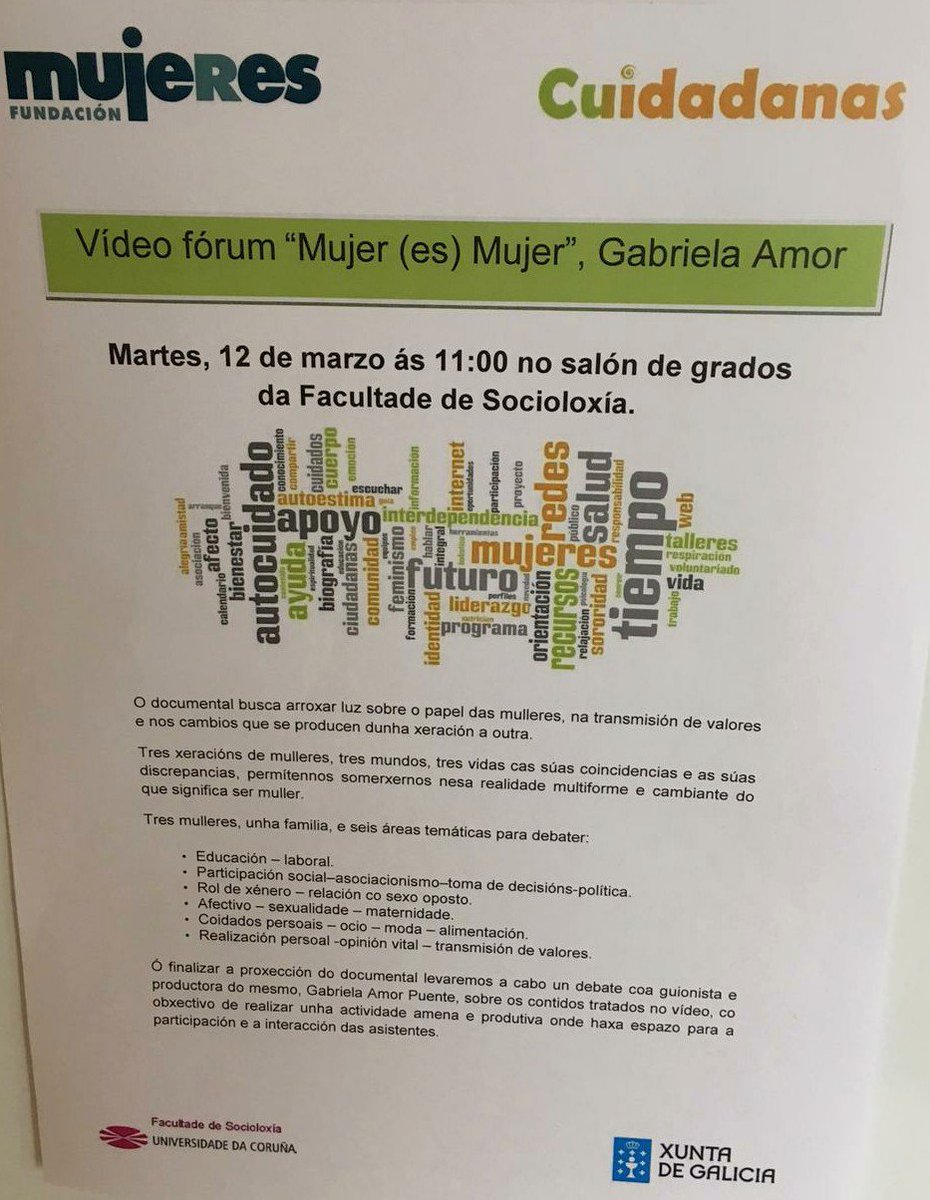 socialDocs's tweet photo. A punto de comezar a proxección de @MujeresMujer no salón de grados da Facultade de Socioloxía @UDC_gal https://t.co/QnBfqpnx7a