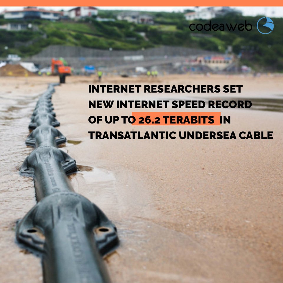codeawebinc's tweet image. INTERNET RESEARCHERS SET NEW INTERNET SPEED RECORD IN TRANSATLANTIC UNDERSEA CABLE
#codeaweb