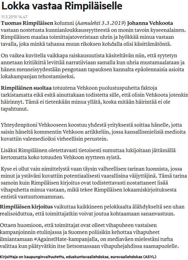 NuuniUnna's tweet photo. #Kaupunginvaltuutettu, #eduskuntavaaliehdokas, #eurovaaliehdokas ja #palkittu kansalaisjournalisti Junes Lokka (#ASYL), jauhottaa Aamulehden toimittelija Tuomas Rimpiläisen 100-0.

https://t.co/TrsCI33xJE
#jauhotus #aamulehti #satanolla #AgainstHate https://t.co/oJoEyda0se