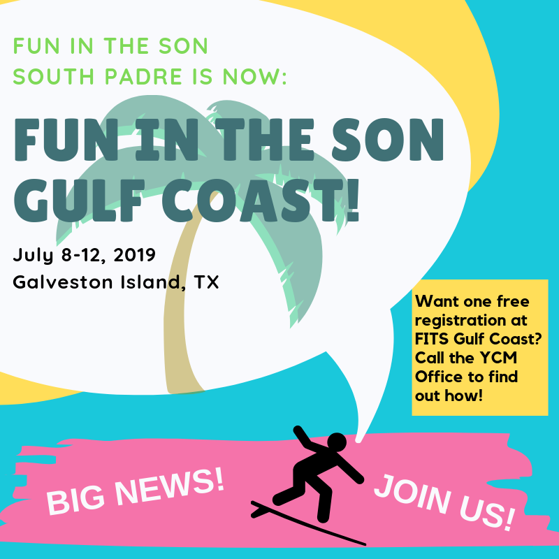 YCMHome's tweet photo. DID YOU HEAR? We’re taking FITS up the coast to Galveston Island, TX. We’ll spend a week exploring a new island, seeing old friends, and diving deeper into our faith. Give the YCM office a call to see how you can get your group one free registration! 
https://t.co/qxB4qnc4qs https://t.co/HS7Imb3DgJ