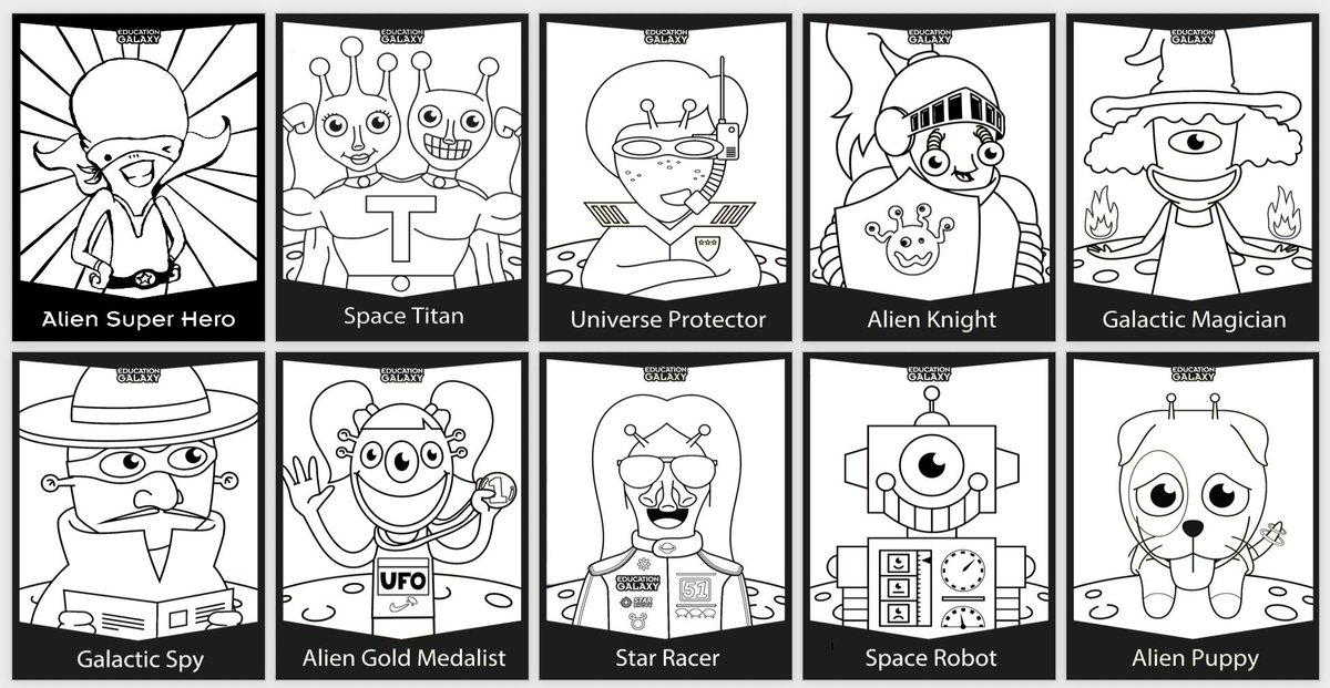 EducationGalaxy's tweet photo. Due to popular demand... I present to you... Alien Ranking Card Coloring Sheets! Download here: https://t.co/n0OQQicSBv #edtech #NCTIES19 #txed https://t.co/SGSQS6xcC3