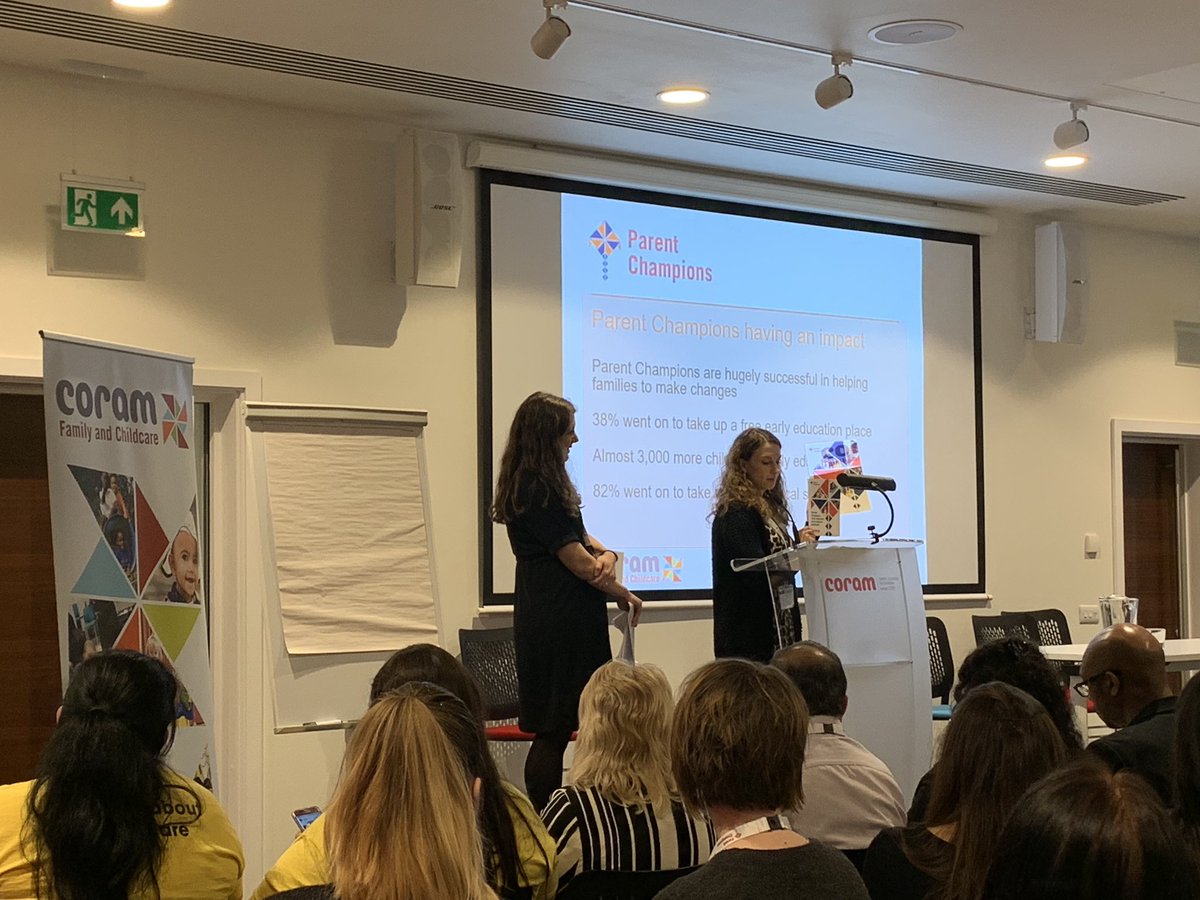 CoramFamChild's tweet photo. “3,000 more children are in early education, improving vital life and communication skills, as a result of Parent Champions work. Beyond early education, 4 out of 5 parents you speak to go on to take up a service that they have not used before” #PCawards19 https://t.co/ktzX09tLDz