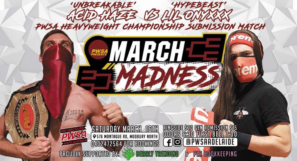 PwsaLive's tweet photo. March Madness Isn’t over just yet, Saturday we are back in action.
#prowrestling #pwsa #marchmadness #fringe2019 #plrbookkeeping #bearlytrending https://t.co/pphLuoQMXQ