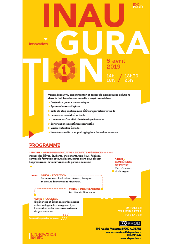 BFCnum's tweet photo. [innovation] @idxprod organise le 5 avril à #Auxerre un Event sur les usages innovants, hall de 350m² transformé en salle d’expérimentation pr préparer les générations futures à ces usages et technologies innovantes et réunir l'écosystème régional!
✉️marine.bourbon@idxprod.com https://t.co/pyUlbsy6bX