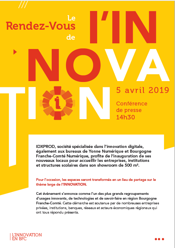BFCnum's tweet photo. [innovation] @idxprod organise le 5 avril à #Auxerre un Event sur les usages innovants, hall de 350m² transformé en salle d’expérimentation pr préparer les générations futures à ces usages et technologies innovantes et réunir l'écosystème régional!
✉️marine.bourbon@idxprod.com https://t.co/pyUlbsy6bX