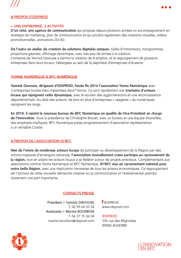 [innovation] @idxprod organise le 5 avril à #Auxerre un Event sur les usages innovants, hall de 350m² transformé en salle d’expérimentation pr préparer les générations futures à ces usages et technologies innovantes et réunir l'écosystème régional!
✉️marine.bourbon@idxprod.com