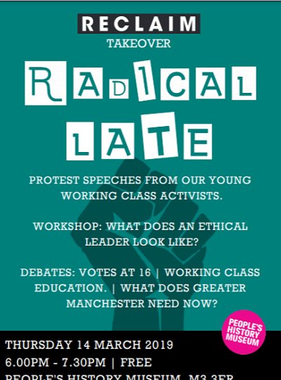 salfordyouth1's tweet photo. Doing anything this Thursday (14th)? Why not come down to this event at @PHMMcr 6pm-7.30 and it's free. #votesat16 #workingclasseducation https://t.co/4LOqDYcXfd