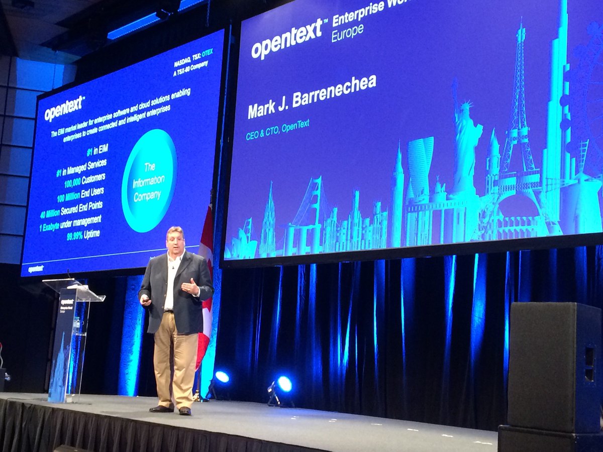 infcon's tweet photo. Today is the first day of the European edition of OpenText Enterprise World in Vienna, Austria. The conference kicks off with a Partner Day.
This morning Informed Group attended the keynote presentation of Mark Barrenechea, CEO of OpenText.
#Partner #EnterpriseWorld https://t.co/kfqX2u5l1F
