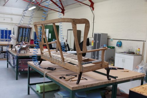 Who doesn't love a 1950's Parker Knoll reconstructed and then upholstered in the latest lush monochrome designer velvets and silks kindly donated to us by <a href="/AshleyWilde/">Ashley Wilde Group</a> so comfty too @UpcycledHour <a href="/BeHappyInWGC/">Be Happy In Welwyn Garden City</a>