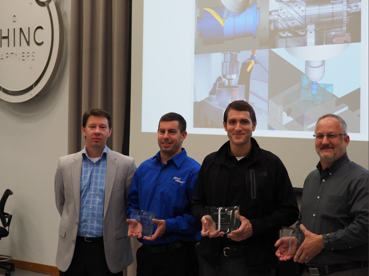 Kennametal's tweet photo. Congrats to Sales Engineer Jeff Martin, our Machine Tool Industry team and fellow #PartnersinTHINC @ESPRITCAM and @VERICUT-CGTech on winning the Excellence in Partnerships Award from @OkumaAmerica for their collaborative work on aero machining demos. #KMTKnowsHow #instamachinist https://t.co/lbkA3gdzP4