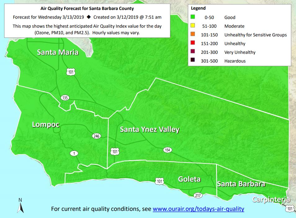 OurAirAlerts's tweet photo. #Airquality is looking good/green in @countyofsb for the next few days. Check forecasts and current conditions anytime: https://t.co/QP1IstMq3V https://t.co/EIWWKM3QAR