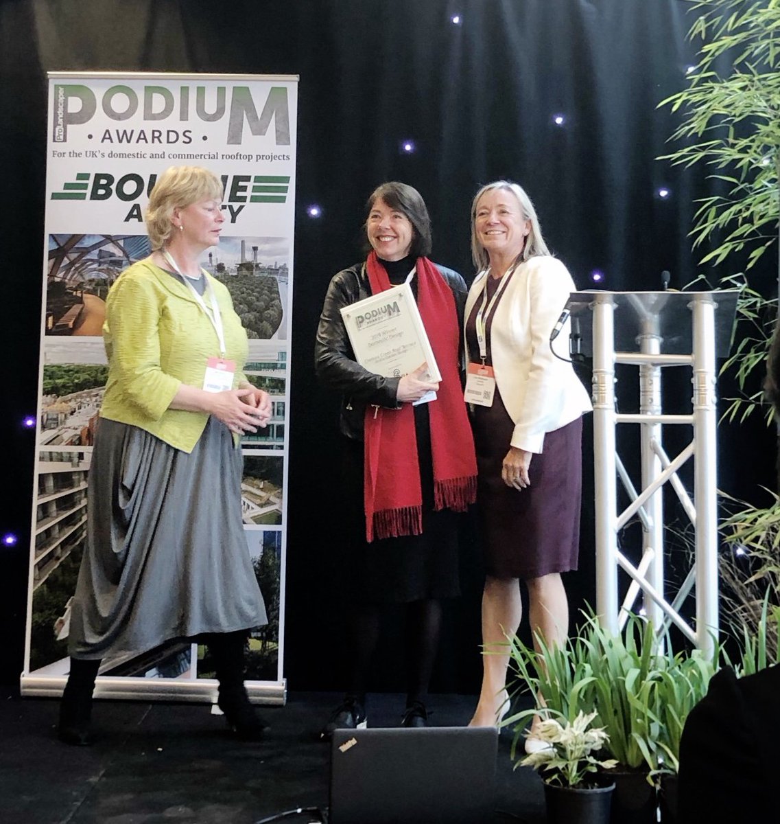 CarolynWillitts's tweet photo. Congratulations to @PatFoxAralia and @fabriklandscape and all the winners at the @ProLandscaperUK Podium Awards today. Very lovely to catch up with fellow judge Tim O’ Hare @TOHA_Soil #FutureScapeSpring https://t.co/kCnmpDR5aS