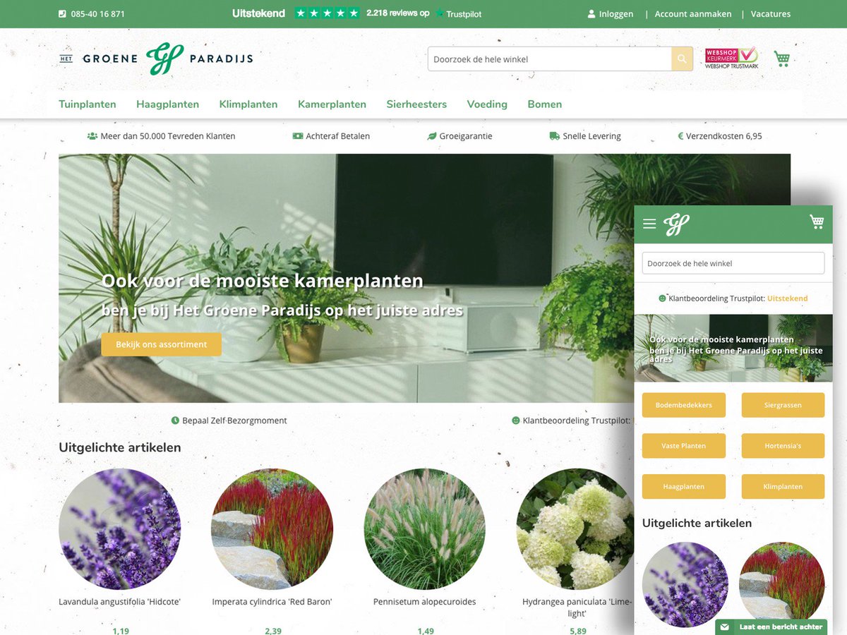 De lente komt er aan, tijd om de bloemetjes buiten te zetten. Neem een kijkje op de gloednieuwe webshop van Groene Paradijs die wij samen met hun in een compleet nieuw jasje hebben mogen steken groeneparadijs.nl <a href="/GroeneParadijs/">Het Groene Paradijs</a> #xinteractive #lente #madebyus