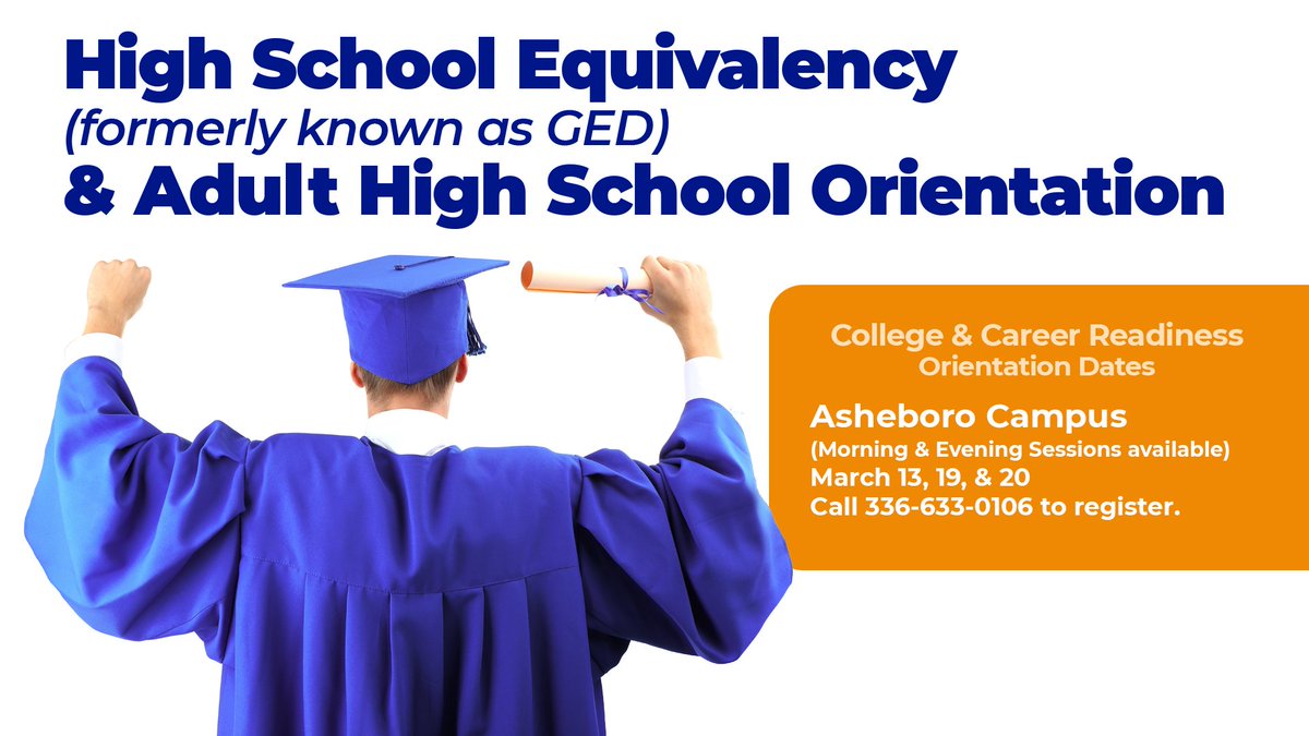 RandolphCC's tweet image. It's never too late for a fresh start! Join us for an orientation tomorrow or choose one next week. All you have to do is register! #RCCProud