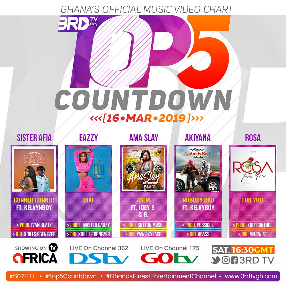 3rd_tv's tweet photo. #3RDTV | #Top5Countdown | #S07E11
Hosting @sista_afia • @Eazzyfirstlady • @ama_slay • @akiyanamusic & @Rosareinh on #GhanasFinestEntertainmentChannel this Saturday @ 16:30GMT https://t.co/wGRUSvpnGr