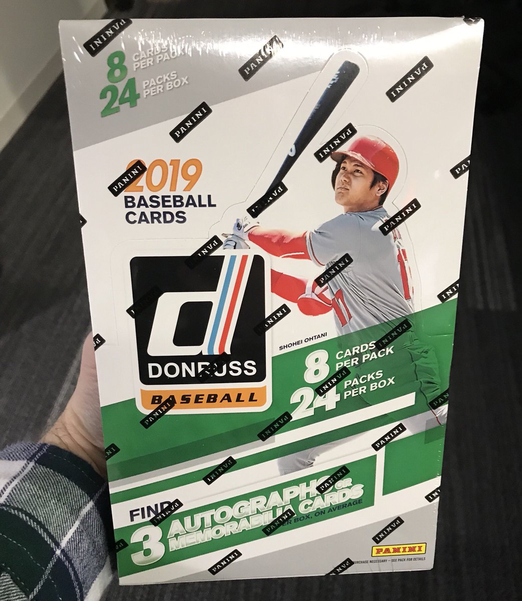 Retweet if you think I should open this box of 2019 Donruss and give away the good cards for free here on Twitter dot com.