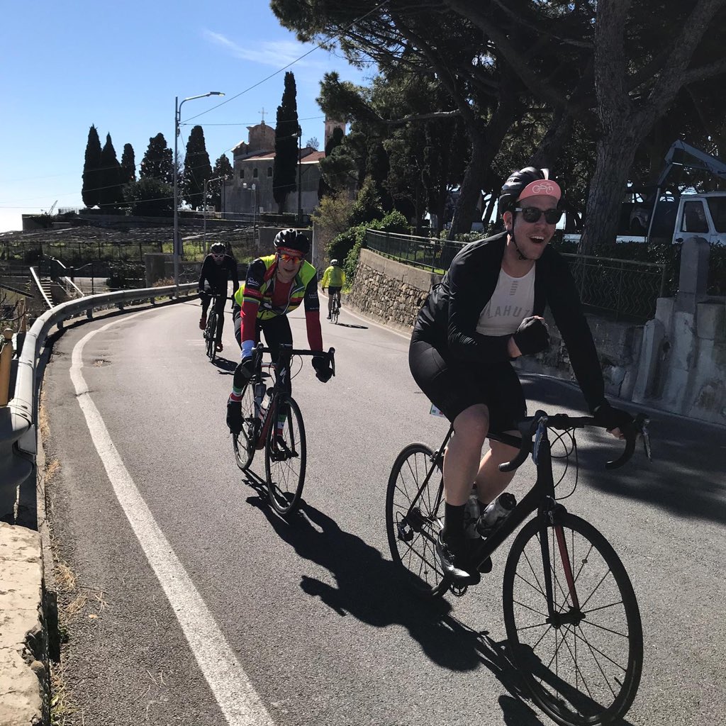 ClubPeloton's tweet photo. The #italianroute has bagged the Poggio and is now heading for lunch.
@landg_group #CycletoMIPIM https://t.co/Cc79uvUOOQ