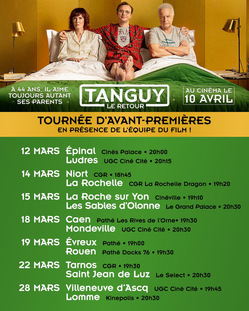 SNDfilms's tweet photo. Votre comédie culte est de retour au cinéma 20 ans après et en avant-première !

Séances exceptionnelles de #TanguyLeRetour en présence de l'équipe du film, à réserver ici : https://t.co/oNA09JLJGe https://t.co/5PAz0Hp5kk