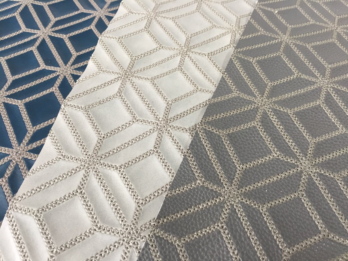 VictoriaBainTex's tweet photo. We are so excited to be launching our range of embroideries on @WhistlerLeather Arch8faux at #londondesignweek19 Such a lovely range to work with and allows for that full width. Do visit the showroom @DesignCentreCH this week to view the full range https://t.co/V7ICH8SdbW