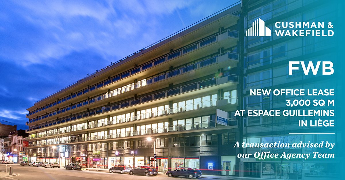CushWakeBELGIUM's tweet photo. #OFFICE – Our #CWexperts successfully advised Fidentia Real Estate Investments for the lease of 3,000 sq m offices at Espace Guillemins in #Liège to Fédération Wallonie-Bruxelles. #CWWhatsNext https://t.co/fIzPqa7xhh