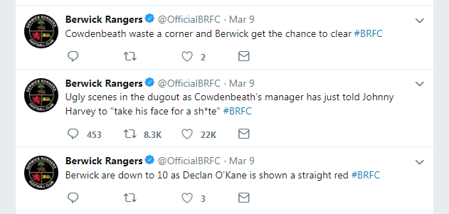 Graemewhitfield's tweet photo. Most tweets from the official Berwick Rangers account get two or three likes/re-tweets. But one got 22,000... https://t.co/M4VwquruOb