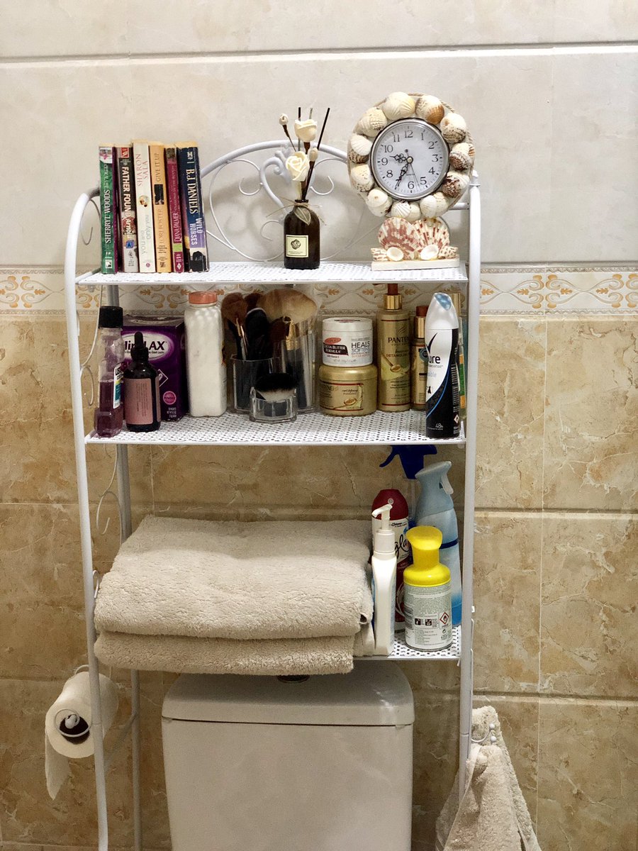tashashome's tweet photo. Keep your bathroom clutter free with this multi purpose three-shelf spacesaver. 380ghc available in white and brown. #TashasHome #SpaceSaver #bathroomvanity https://t.co/HhoSExyRls