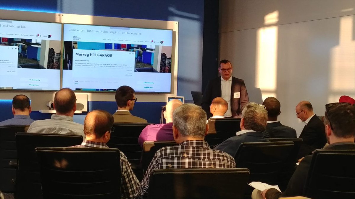 EcosystemOpen's tweet photo. @Nokia &amp; @NJTechCouncil organized a special session at the Murray Hill Garage where @GoranCangl presented Open Ecosystem. Innovations showcase by @eventdex @Kirusa @NextGameTime @phonedotcom @SPHERETechSol,            @TetherView  ZT Techology Solutions

 #Innovation #Tech https://t.co/yYyNBEq0jM