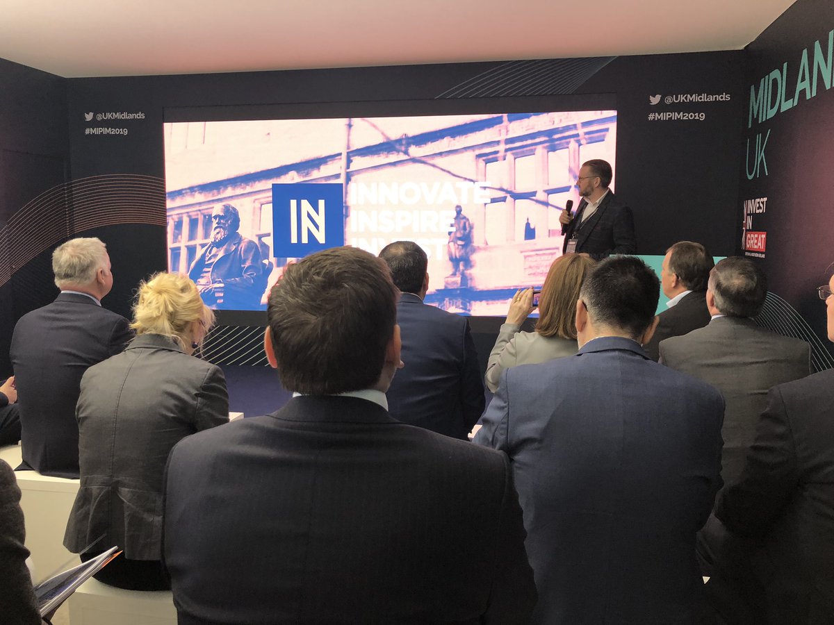 MatthewPotts's tweet photo. @InvestInShrops showcasing #Shrewsbury to a full house in @UKMidlands pavilion at @MIPIMWorld through the @bigtownplan and opportunities through #thebigconnection. Partners #MorrisProperty showcasing work around the riverside and Victoria Quay as part of their 150th anniversary. https://t.co/asb1lL0OCF