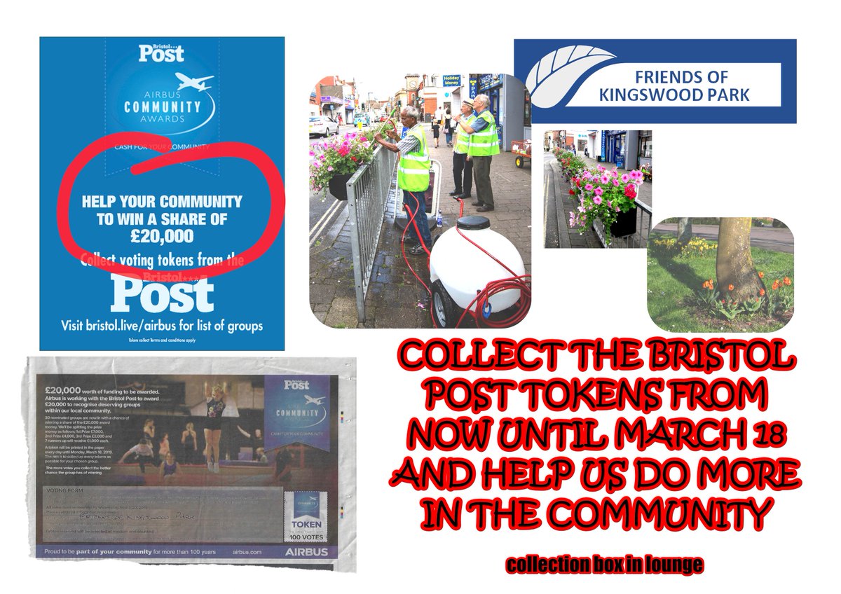Please keep on collecting the Airbus Community tokens in the Bristol Post every day until March 18 and help us make Kingswood a great place. Hand them in at Billings Pharmacy, The Park Centre, or post them in to the Bristol Post. Thanks.