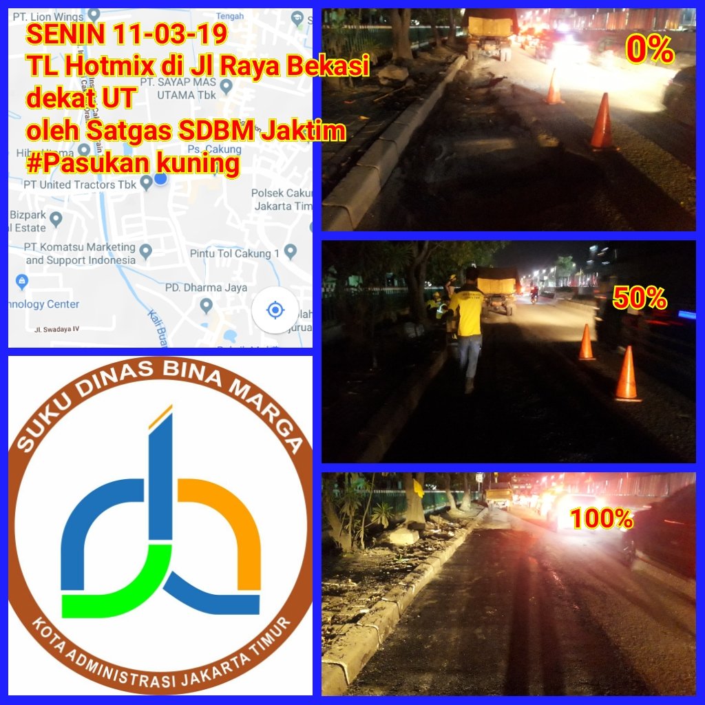 binamargajaktim's tweet photo. Perbaikan jalan di Jl. Raya Bekasi oleh Tim Malam Satgas Sudin Bina Marga Jakarta Timur #pasukankuning #timmalam @BinaMargaDKI @DKIJakarta @SubanppekoJT @kominfotik_jt @JSCLounge @qluesmartcity @RadioElshinta @SonoraFM92 @infoll @polresjaktim @DishubDKI_JKT @BeritaJakarta https://t.co/sGAVCMhAjL