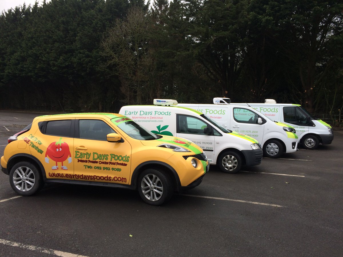 EarlyDaysFoods's tweet photo. Early Days Foods fleet of vehicles. Keep an eye out for us, we can regularly be seen delivering all over the country. Contact us now for our range of healthy foods for your kids. https://t.co/gSGHRwRawC