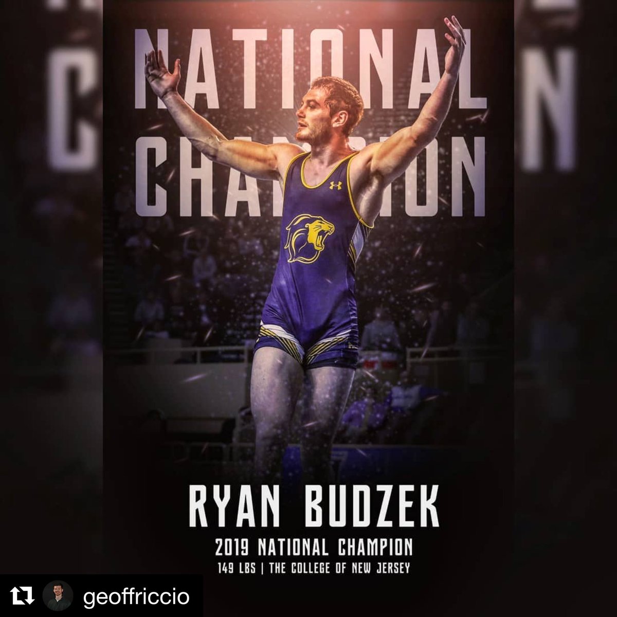 Definition of LionStrong! National Champion, Academic All-American, captain, leader, overcome adversity, commitment, persistence, consistency, hard work, character, positive attitude. #RollPride 
・・・
2019 DIII NCAA Championship Poster Series
•
149 lbs Ryan Budzek <a href="/tcnjlions/">TCNJ Athletics</a>