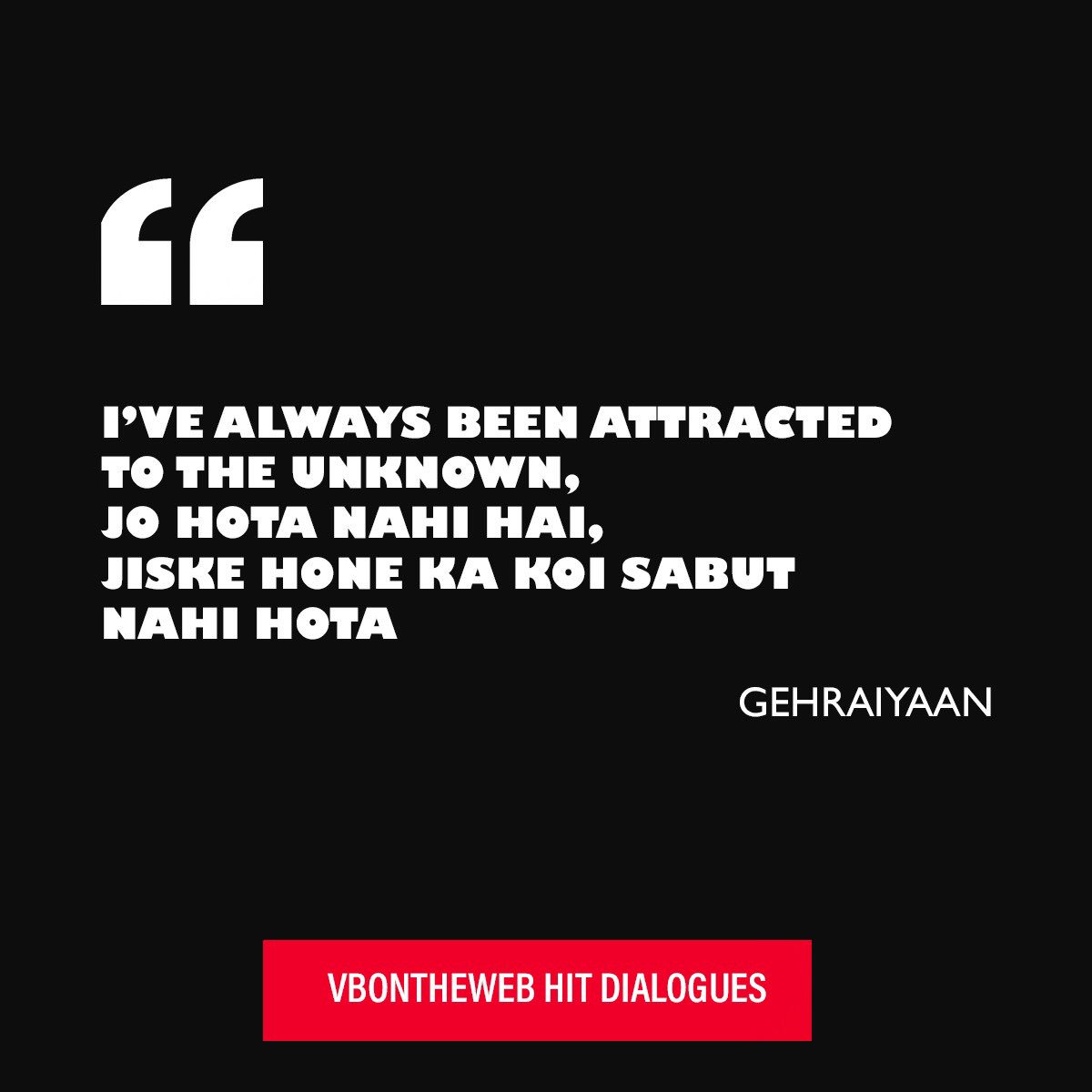 VBonTheWeb_'s tweet photo. #VBHitDialogues
The unseen supernatural power.
Watch #Gehraiyaan on VBontheWeb’s YouTube Channel.
.
#SanjeedaSheikh #VikramBhatt #WebSeries #Indian #Mumbai #Delhi #Actor #VatsalSheth #MeherzanMazda #Horror #Mystery #Suspense #Dialogue #Indian #WebOriginal https://t.co/f8mjoSKVou
