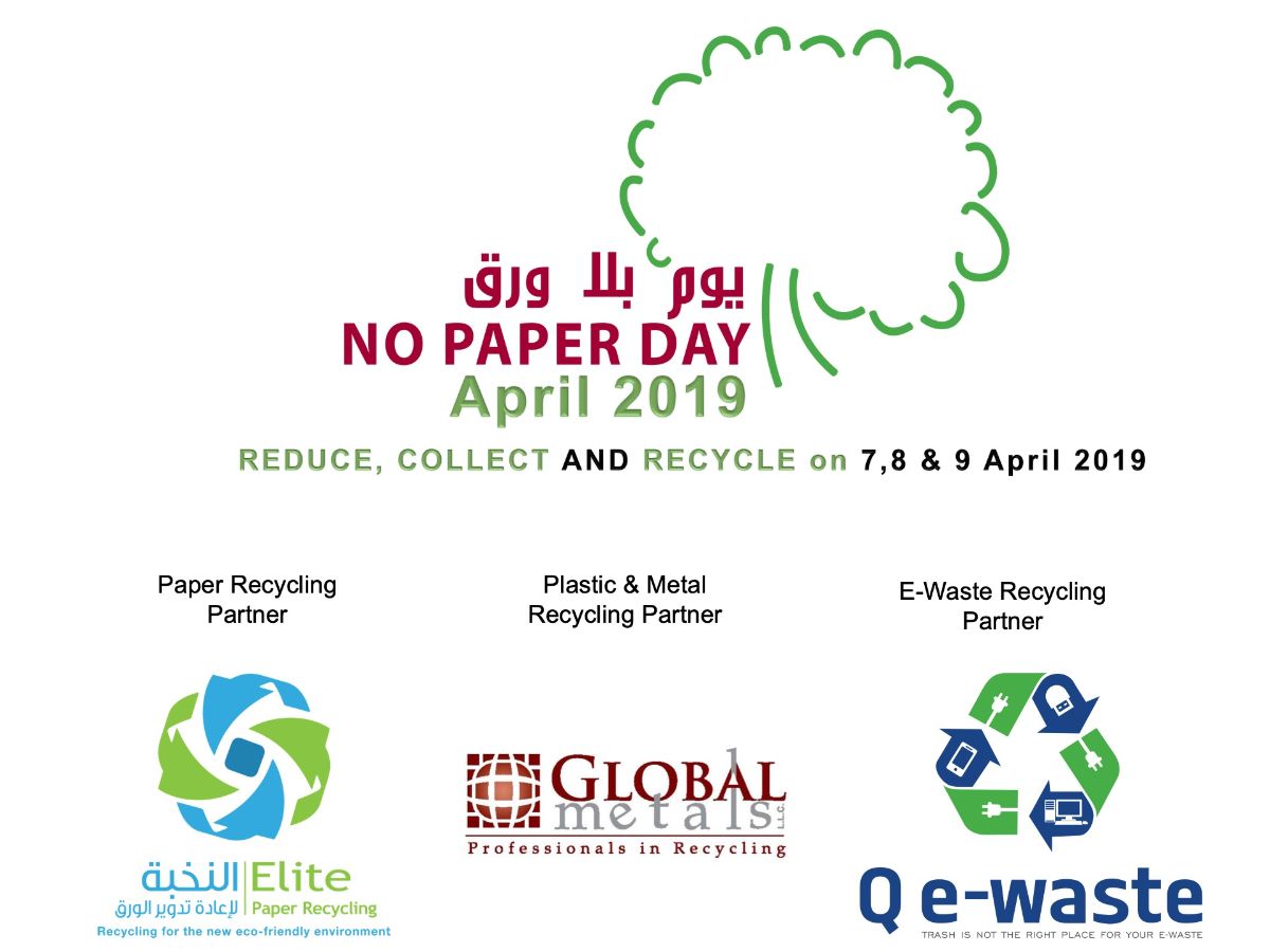 MarhabaQatar's tweet photo. .@QGBC has once again launched their #NoPaperDay campaign to encourage the local community to adopt #ecofriendly initiatives. Are you willing to go green? 

Find out how on #Marhaba.  
https://t.co/HVPTnUEWj4 https://t.co/XxR2CDqzpS