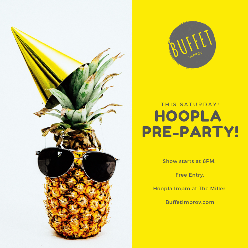 This Saturday at <a href="/hooplaimpro/">Hoopla Impro</a> come and see us play alongside some spectacular acts including <a href="/dereksmojo/">DereksMoJo</a>, <a href="/XMetYImprov/">When X Met Y Improv</a>, <a href="/SwipeRightImpro/">Swipe Right</a> and B.R.A.!