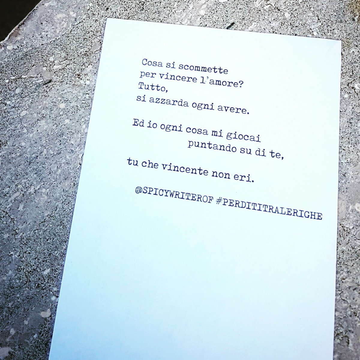 SpicyWriterOf's tweet photo. Chi d'azzardo gioca metta in conto di poter perdere ogni cosa.
#perdititralerighe #poesiadistrada #leggeresempre #librichepassione #letture #libridaleggere #leggiamoqui #ioleggoperché #frasilibri #frasivere #frasidelgiorno #citazione #instafrasi #citazioniitaliane #ioleggo https://t.co/xpJocYqQg6