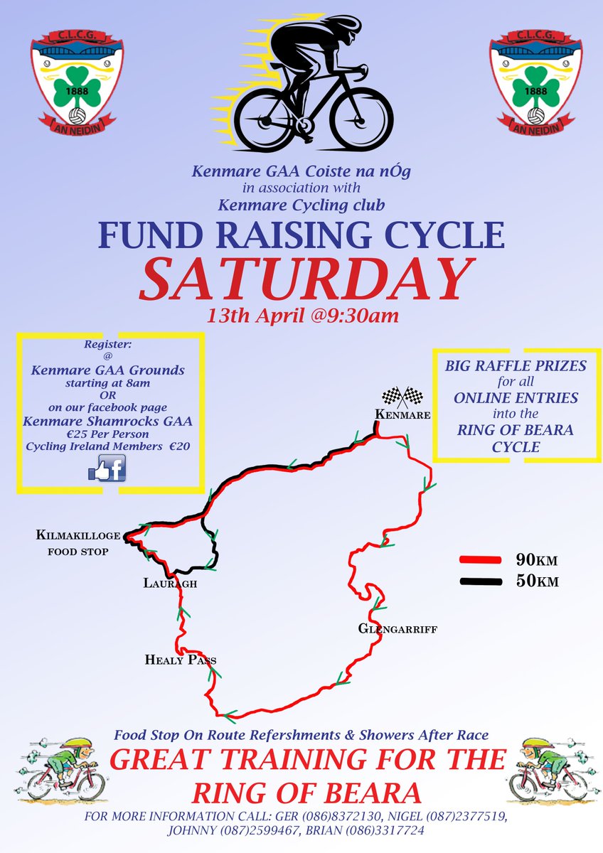 Check out this fundraising cycle taking place in Kenmare next month with two routes and a raffle for Ring of Beara Cycle entries!