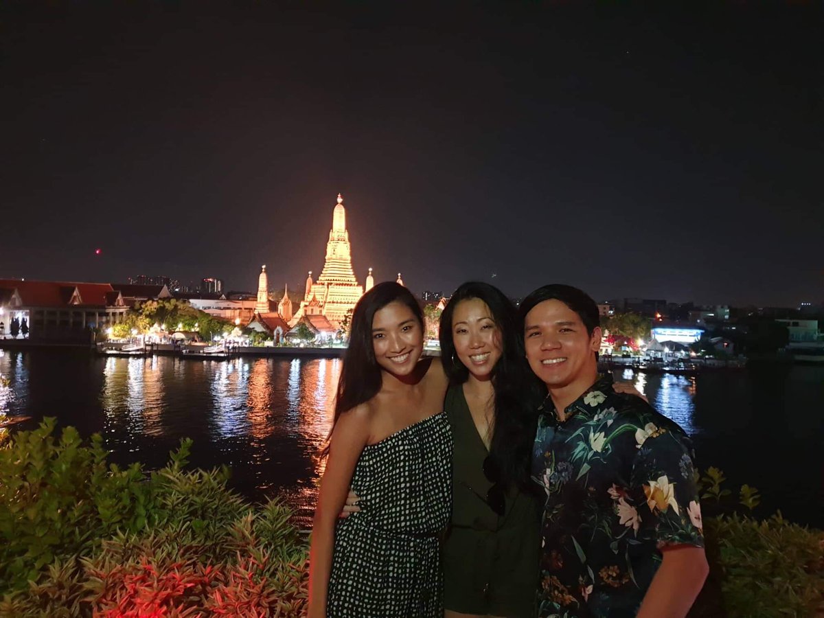 kammkul's tweet photo. So happy to welcome these two lovely human beings, Amanda and @TheGeraldSantos to my hometown! #Saigonfamily #reunion #Bangkok #ChaoPhrayaRiver #temple https://t.co/R9JV8WC8xQ