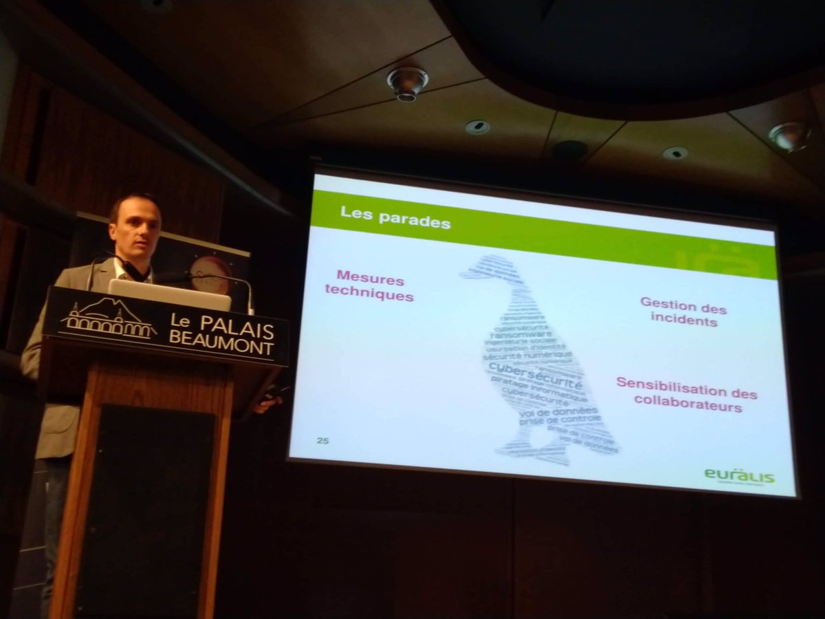 CyberCercle's tweet photo. Le triptyque vertueux de la sécurité numérique chez @euralisgroupe pour répondre aux enjeux de #cybersécurité : mesures techniques, sensibilisation des formateurs, gestion des incidents #RCYBERNOUVELLEAQUITAINE #TDFCYBER2019 https://t.co/fz7oAFASFt