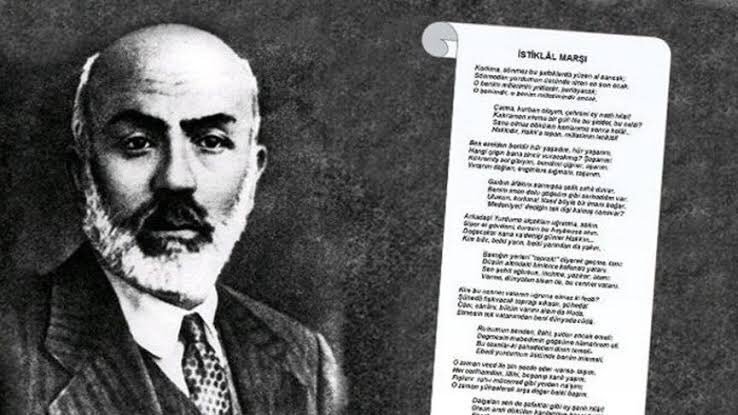 Bastığın yerleri 'toprak!' diyerek geçme, tanı:
Düşün altında binlerce kefensiz yatanı.
Sen şehit oğlusun, incitme, yazıktır, atanı:
Verme, dünyaları alsan da, bu cennet vatanı.

 #istiklalmarşı 
 #mehmetakifersoy